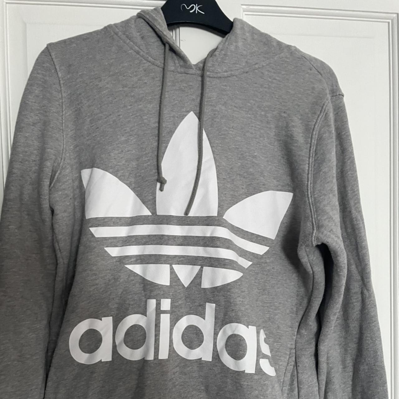 Women’s Adidas Originals Grey Hoodie Drawstring... - Depop