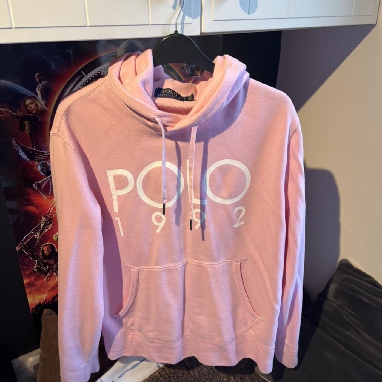 Pink Ralph Lauren polo hoodie. Excellent condition.... - Depop