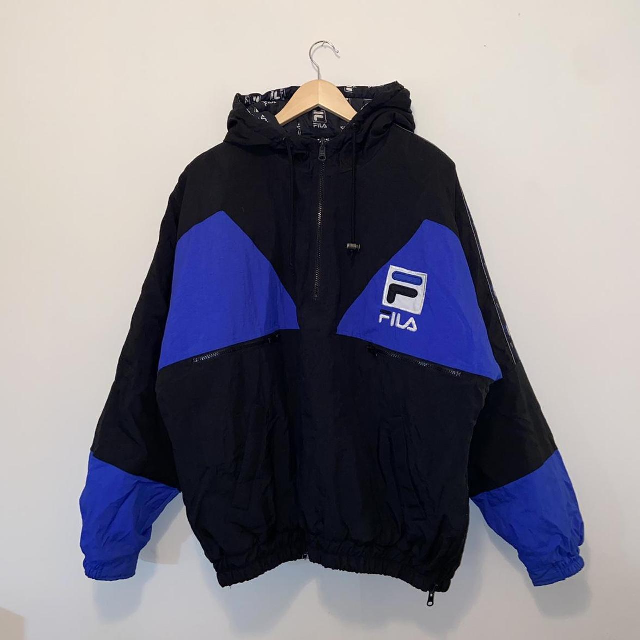 vintage FILA winter jacket Amazing black / blue... - Depop