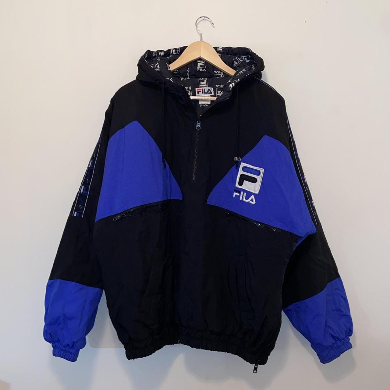 vintage FILA winter jacket Amazing black / blue... - Depop