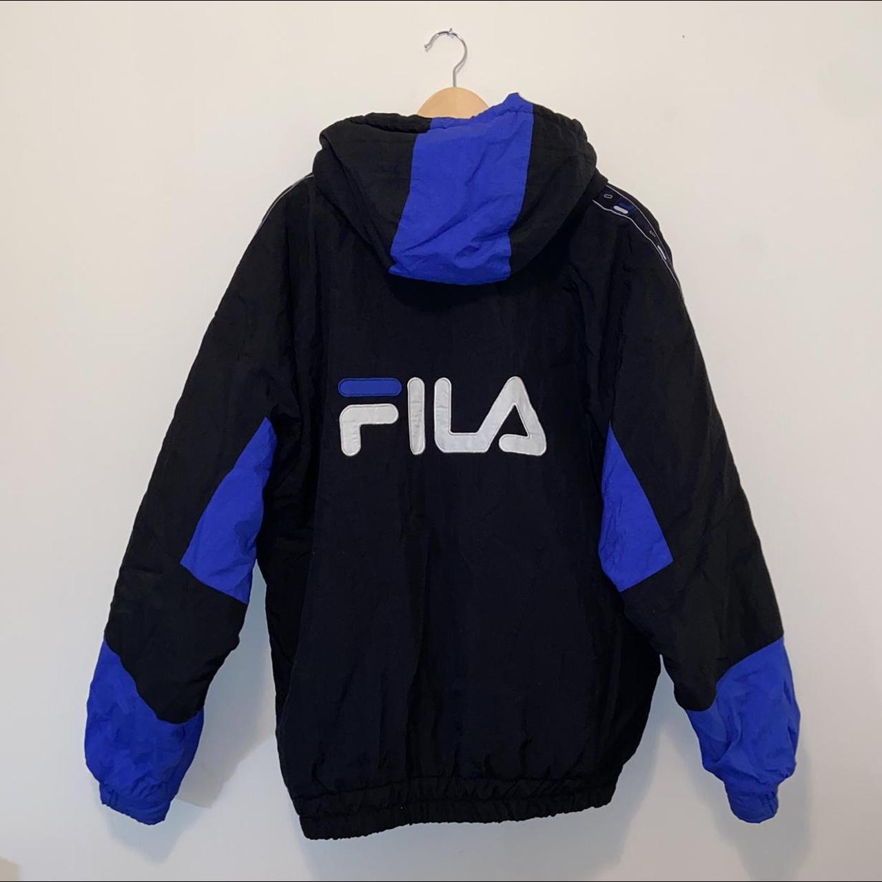 vintage FILA winter jacket Amazing black / blue... - Depop