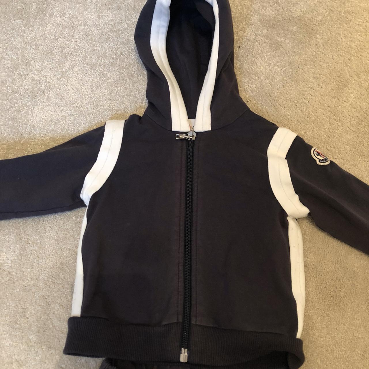 Navy Moncler tracksuit age 9-12 months, slightly... - Depop