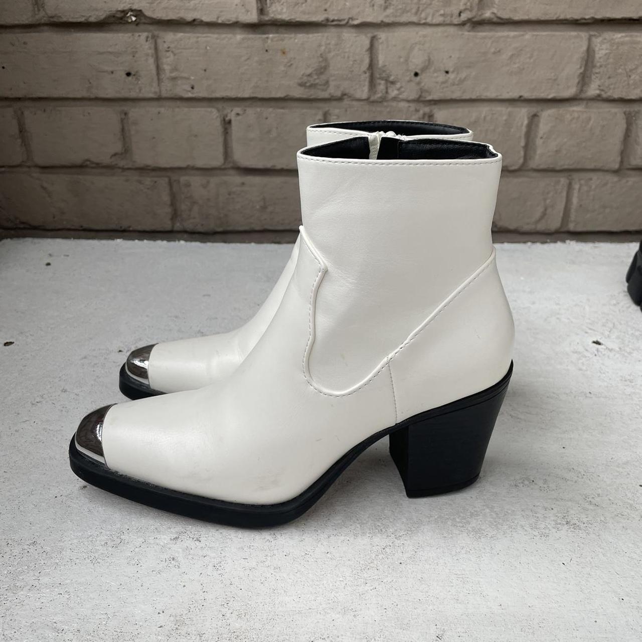 Truffle collection white ankle cowboy cowgirl boots... - Depop