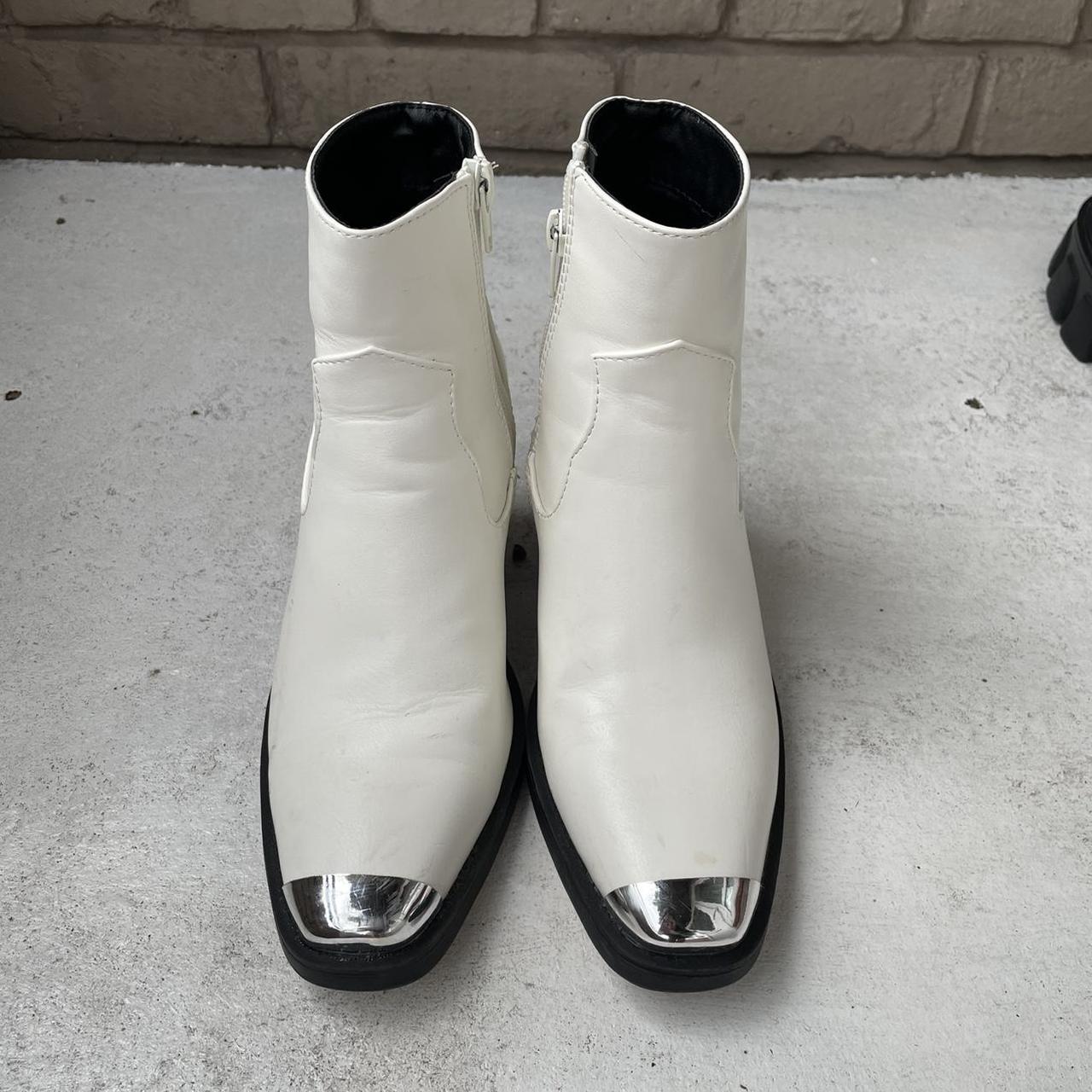 Truffle collection white ankle cowboy cowgirl boots... - Depop