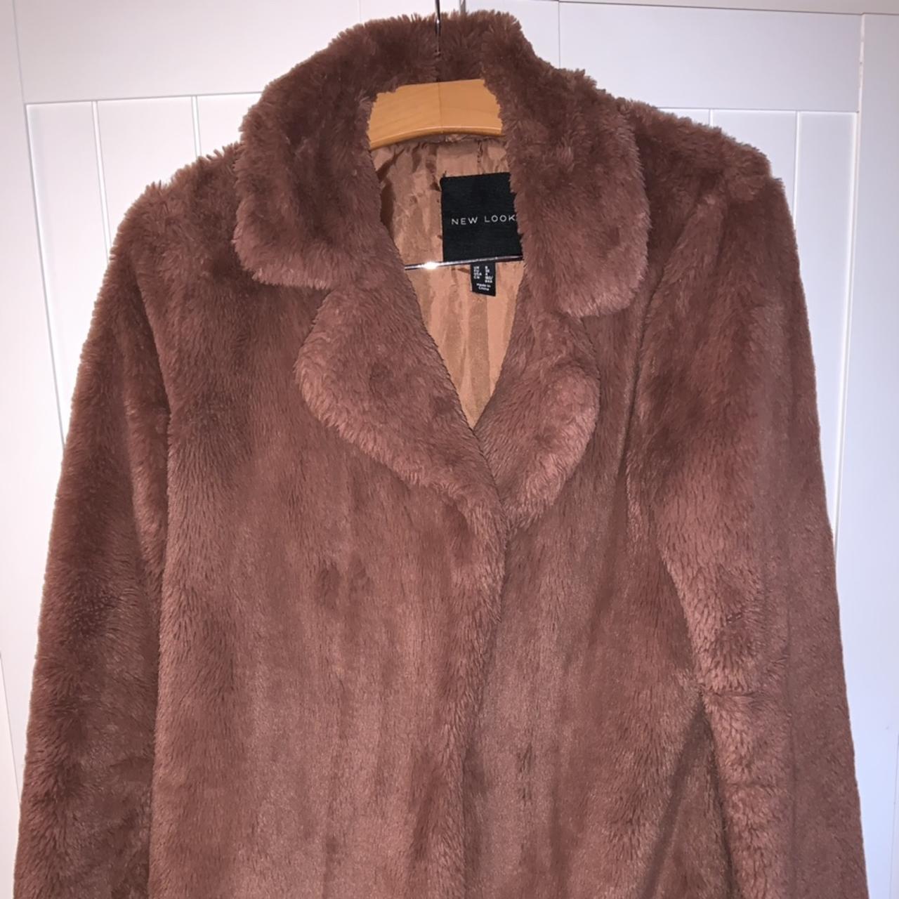 Gorgeous brown faux fur coat size 8 from New Look.... - Depop