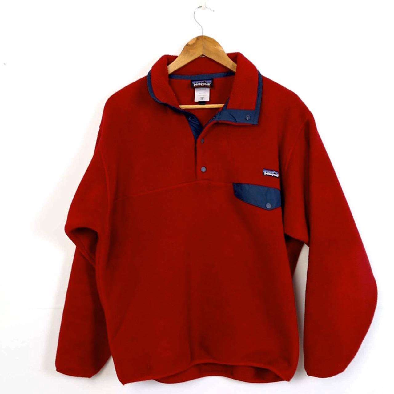 Vintage iconic PATAGONIA synchilla fleece in red... - Depop