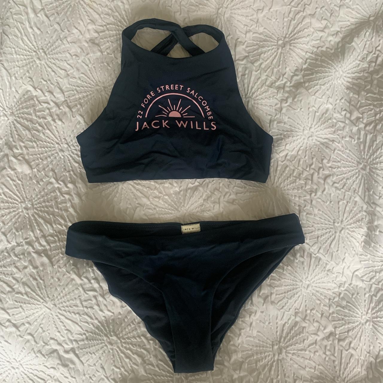 jack wills bikini navy high neck & the straps cross... Depop