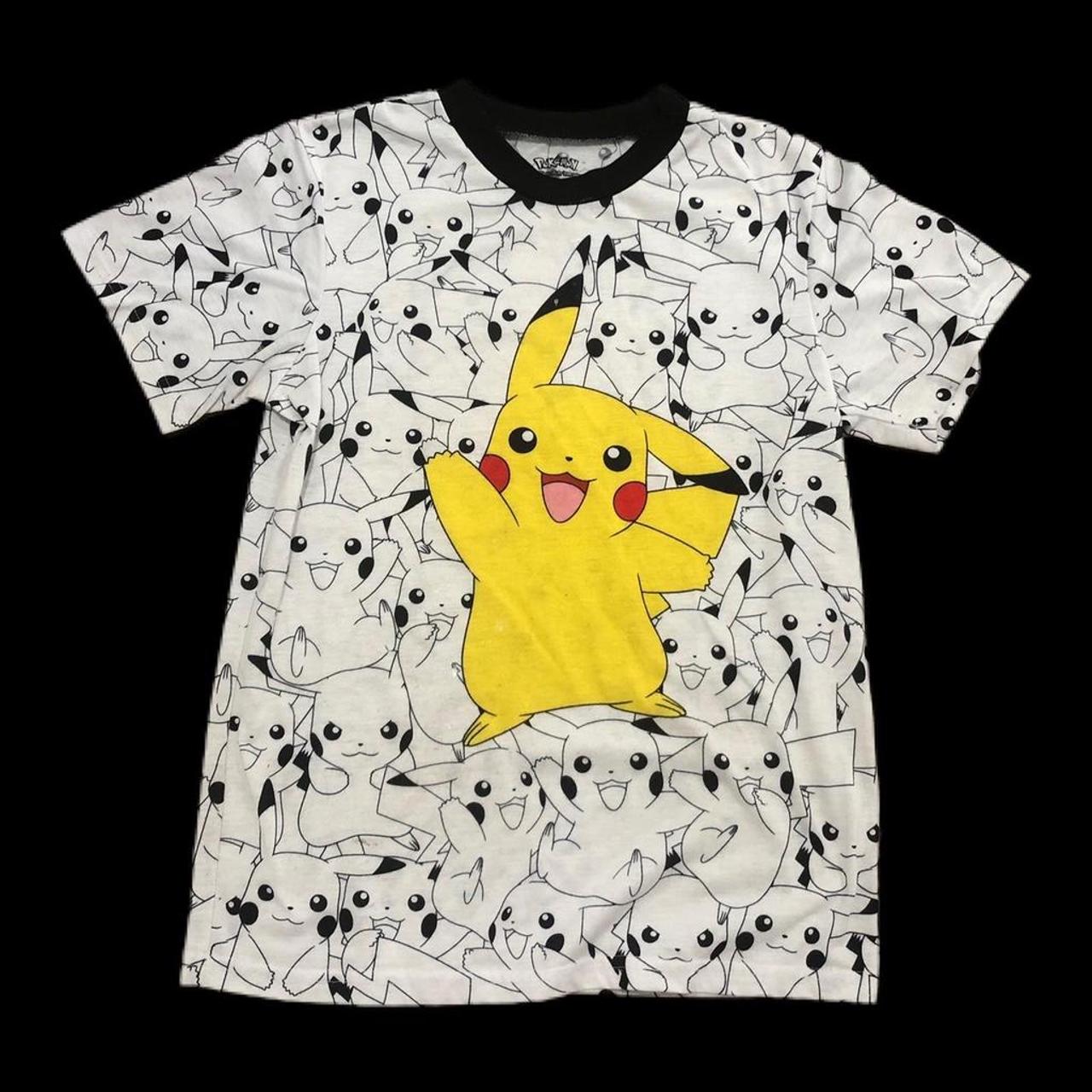 2019 Pokémon Pikachu AOP Tee Size L Black and white... - Depop