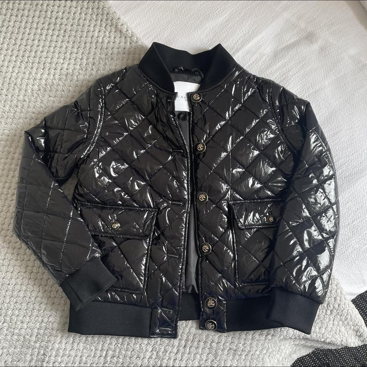 black patent bomber jacket