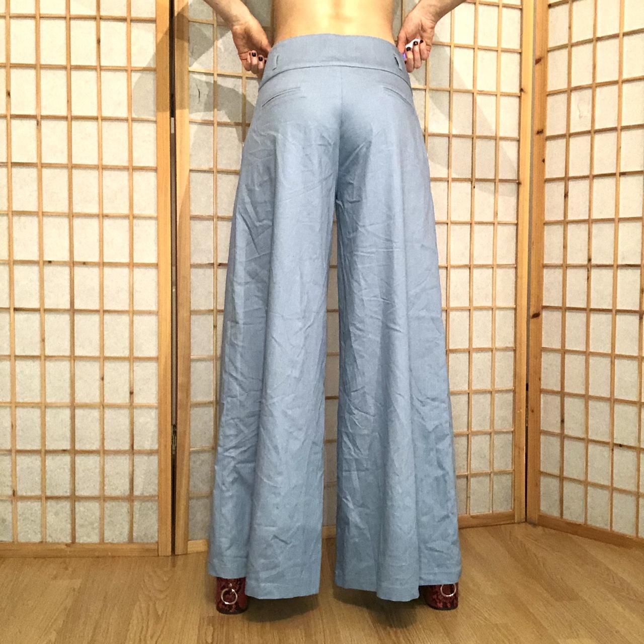 Stunning baby blue flared trousers with lace detail... - Depop