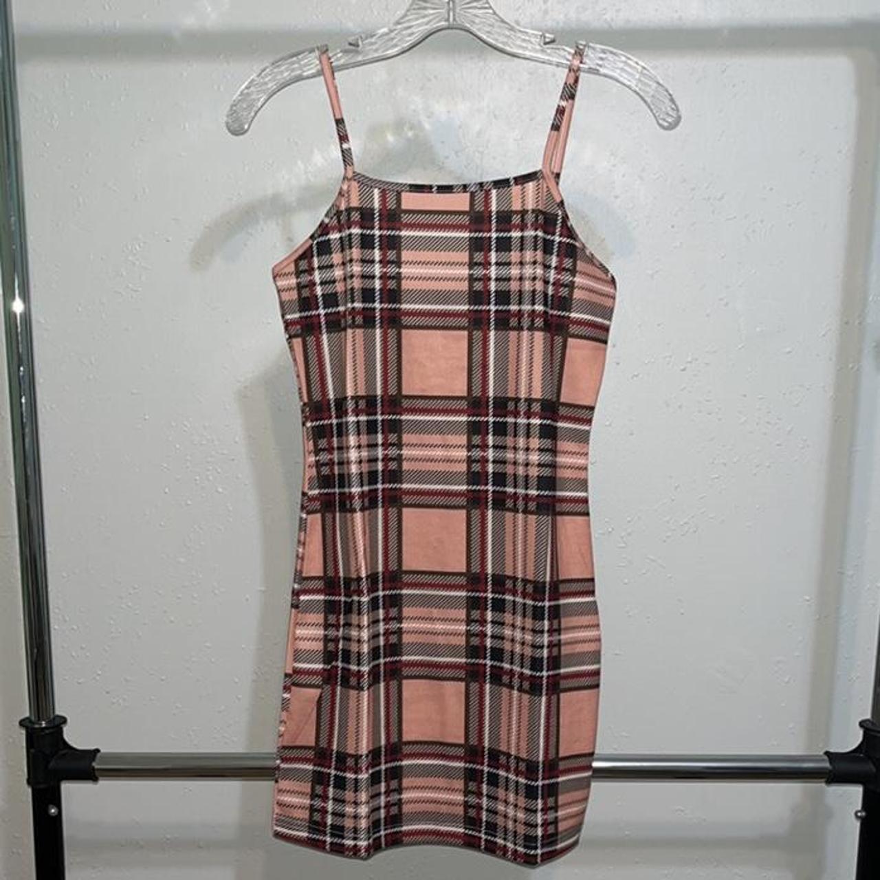 pink plaid bodycon dress