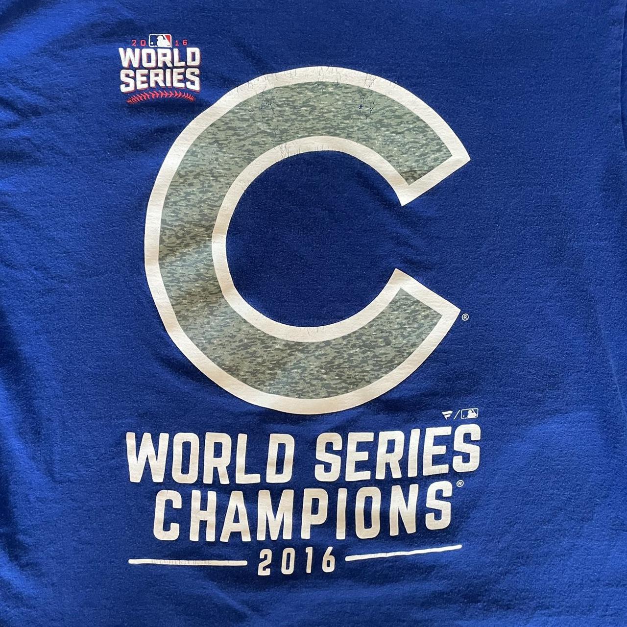 Lot of 2 CHICAGO CUBS T-Shirts 2016 World Series Champions + MLB