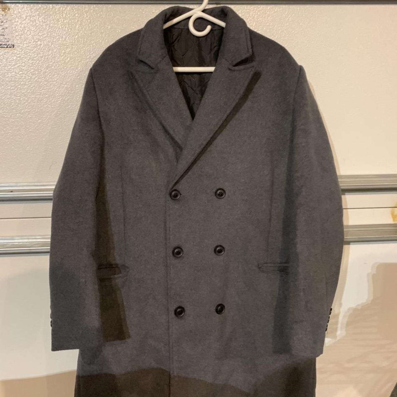 Early 2000s Dark grey 6 button pea coat. Real... - Depop
