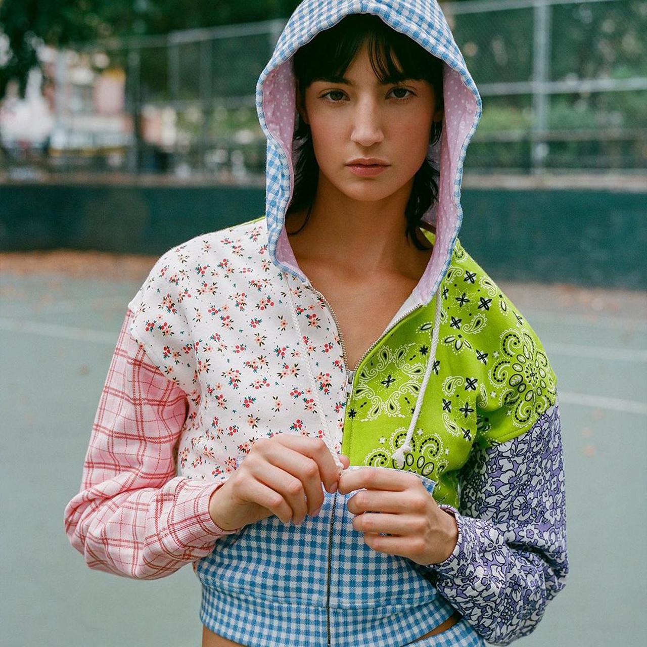 teddy fresh patchwork hoodie