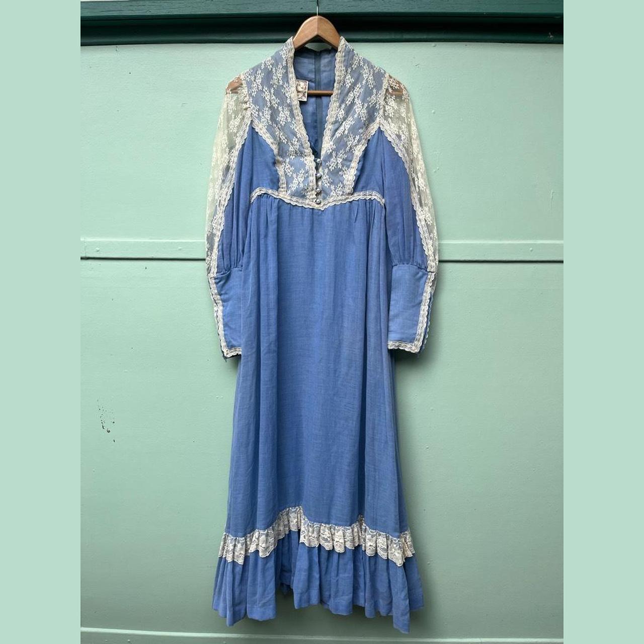 Vintage dreamy blue 1970s Gunne Sax dress by Jessica... - Depop