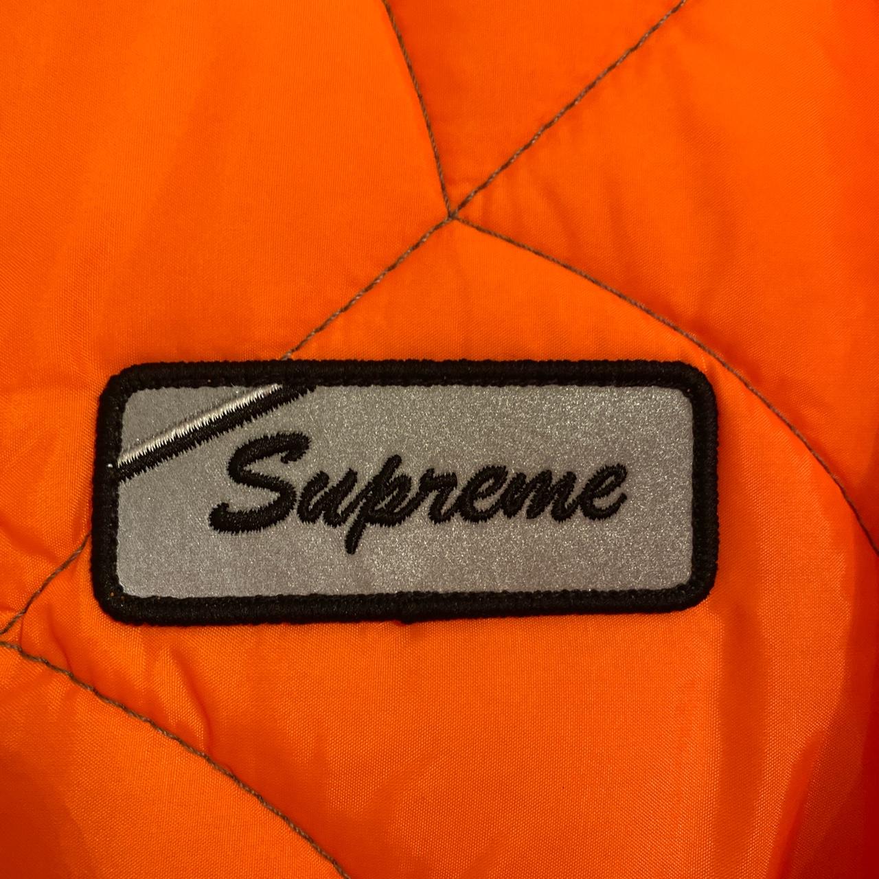 Brand new orange supreme spider web quilted work... - Depop