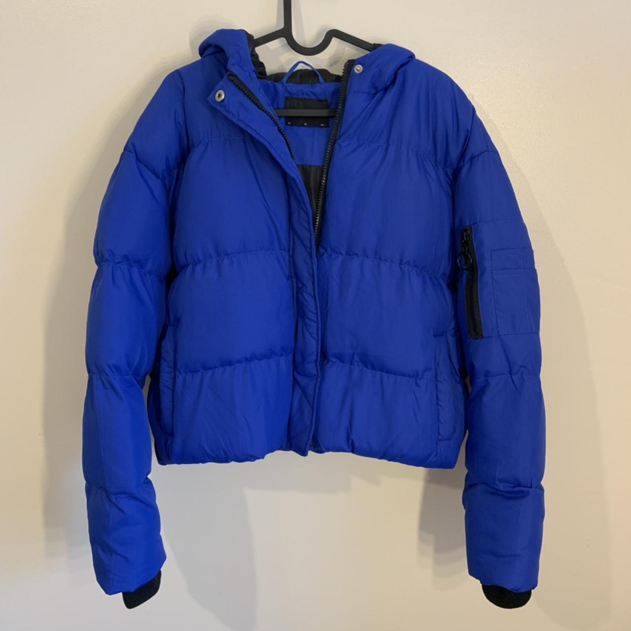 electric blue puffer jacket