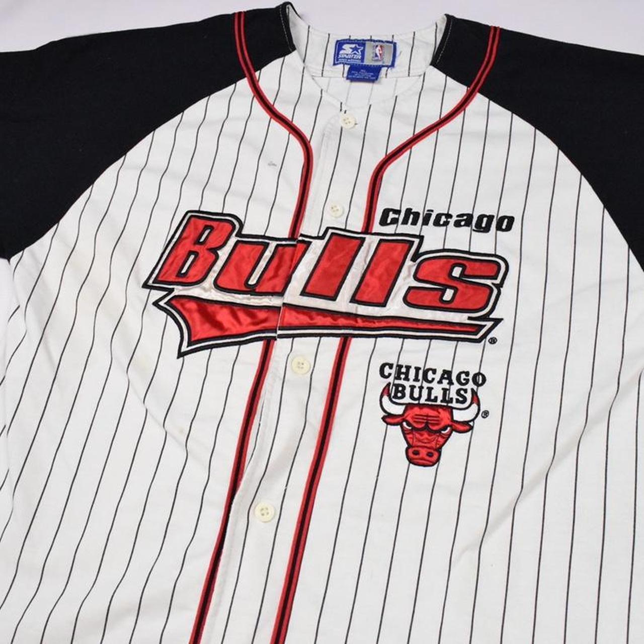 Vintage 90s Chicago Bulls Baseball Jersey Starter - Depop