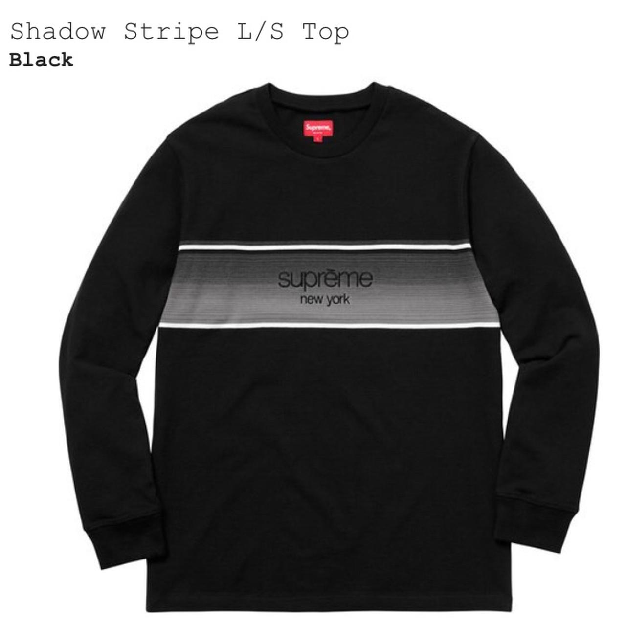 Supreme Shadow Stripe long sleeve black tee. Hardly... - Depop