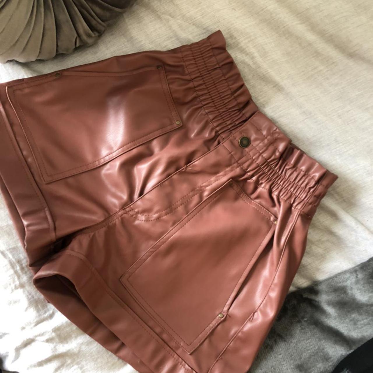 red leather shorts zara