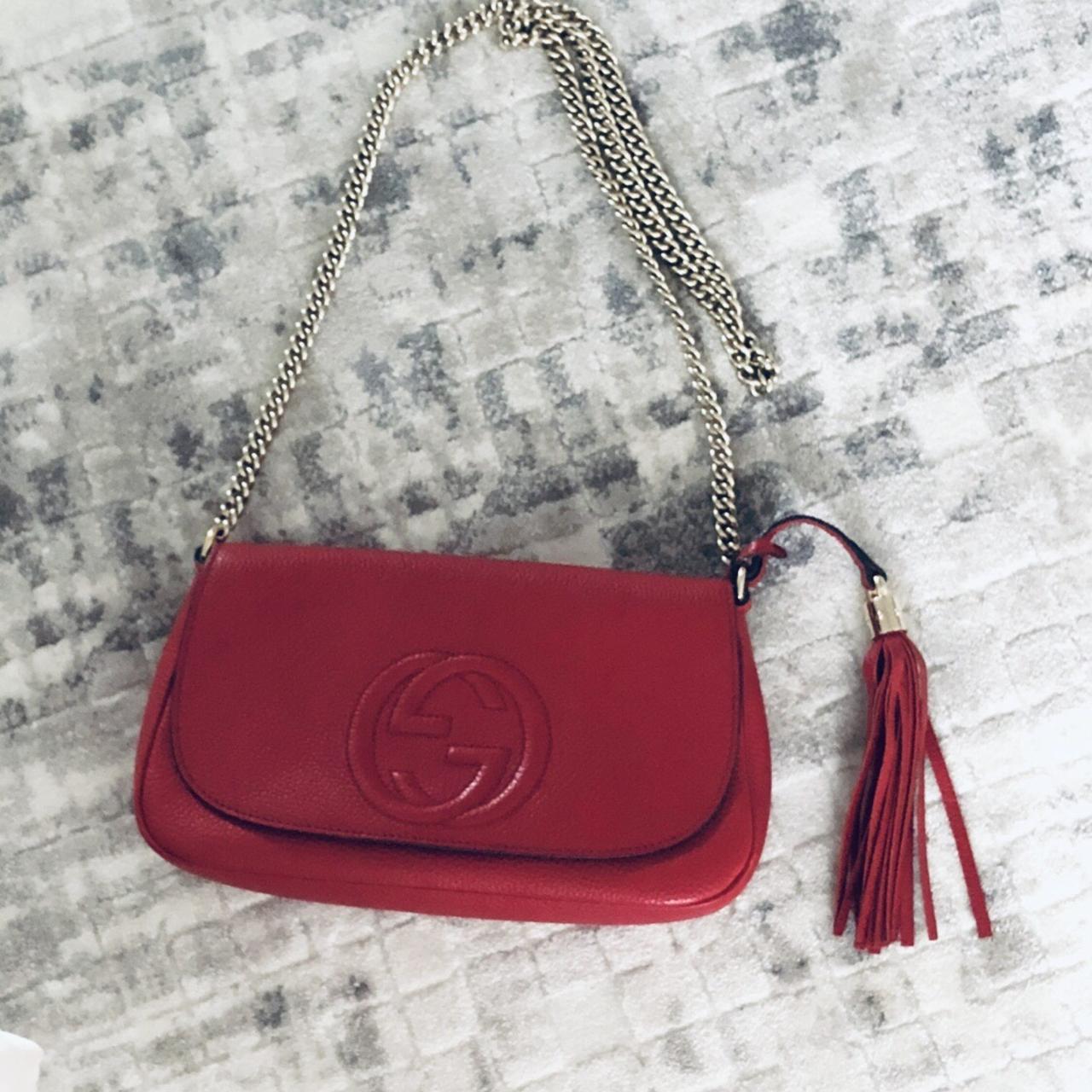 Gucci red soho bag 100% authentic Can be worn on... - Depop