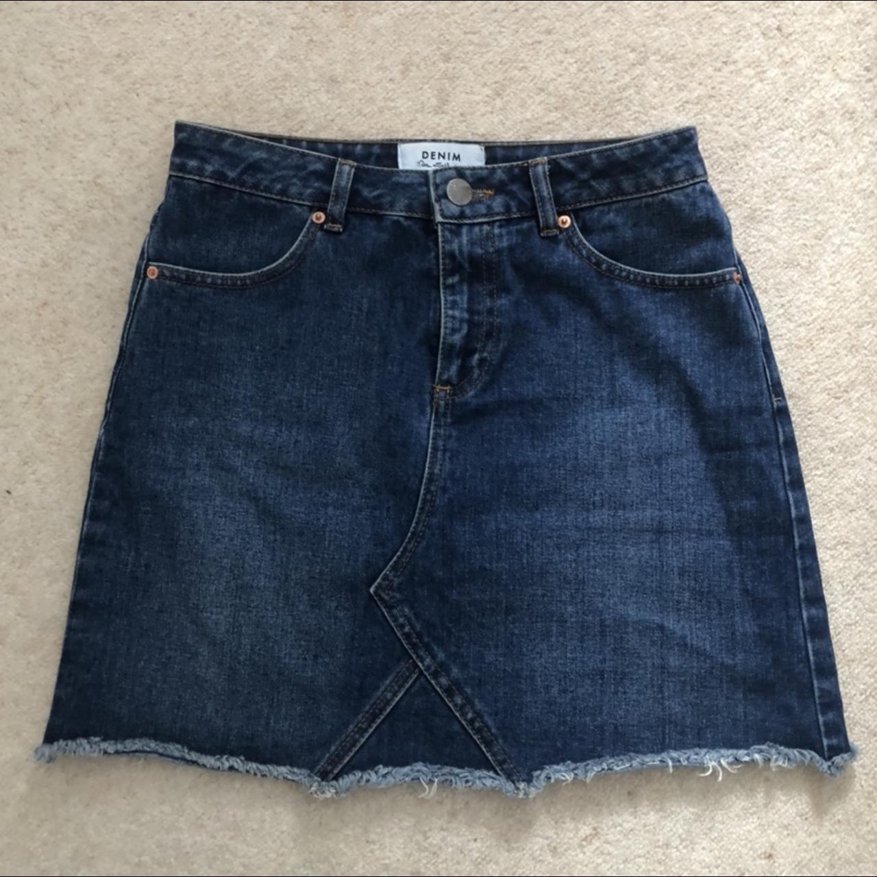 Miss Selfridge dark denim skirt. Size 8. Been worn a... - Depop