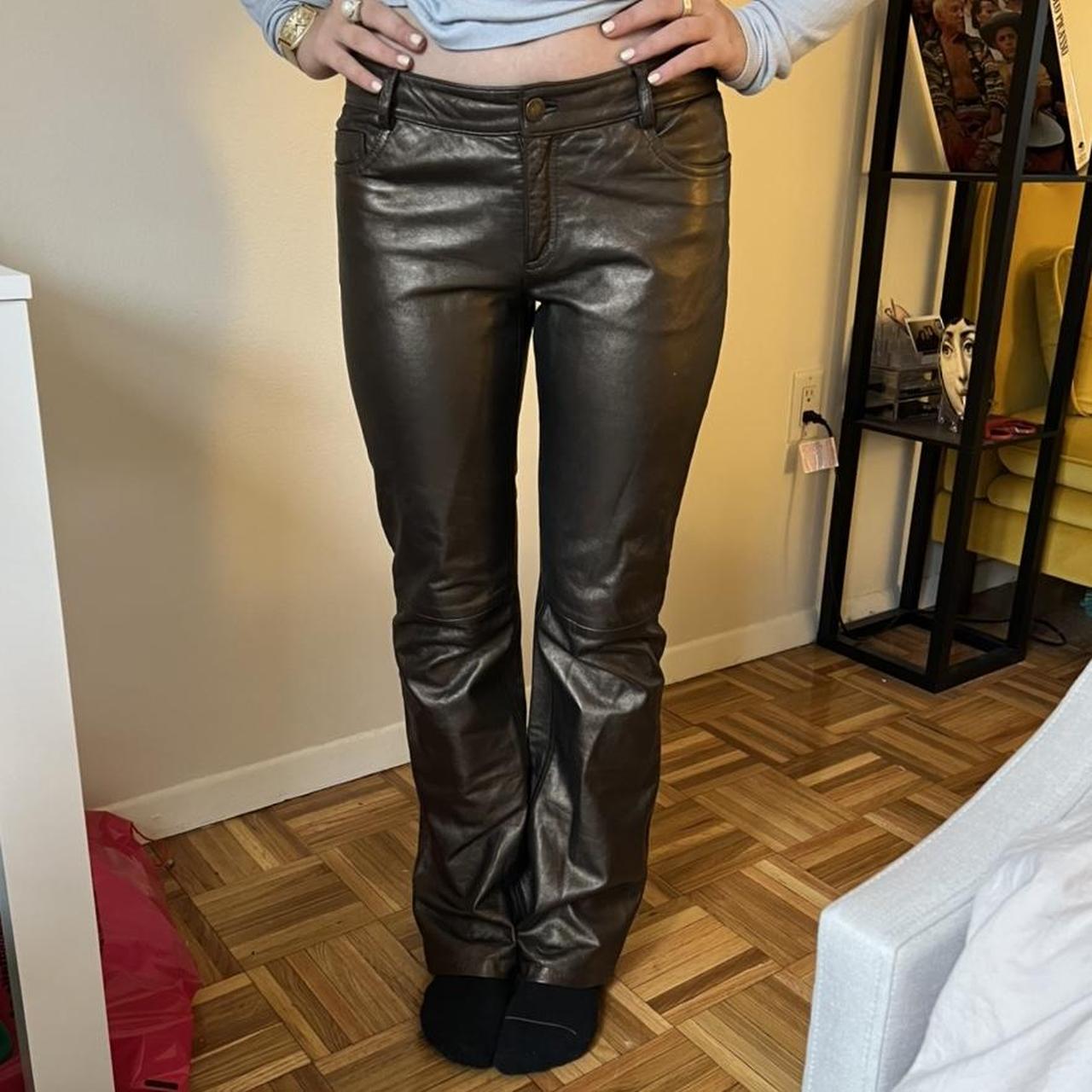 Bronze theory leather pants size 4 but fits 2-4... - Depop