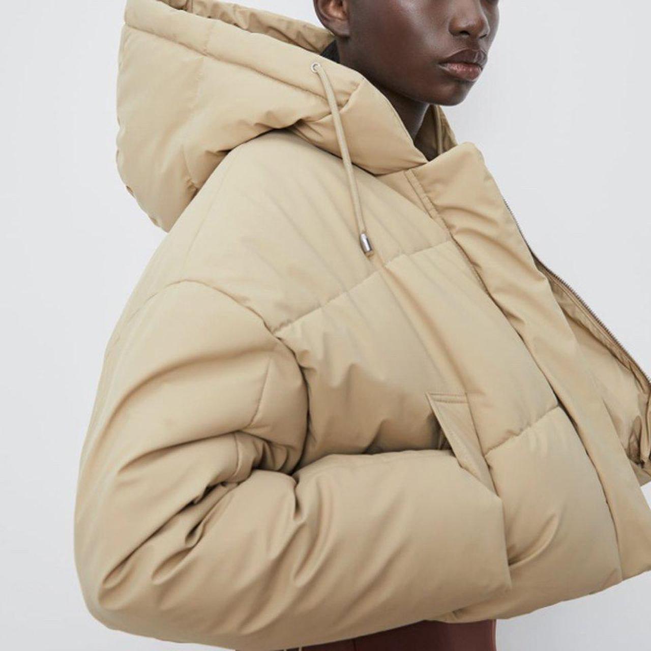 zara beige cropped puffer jacket