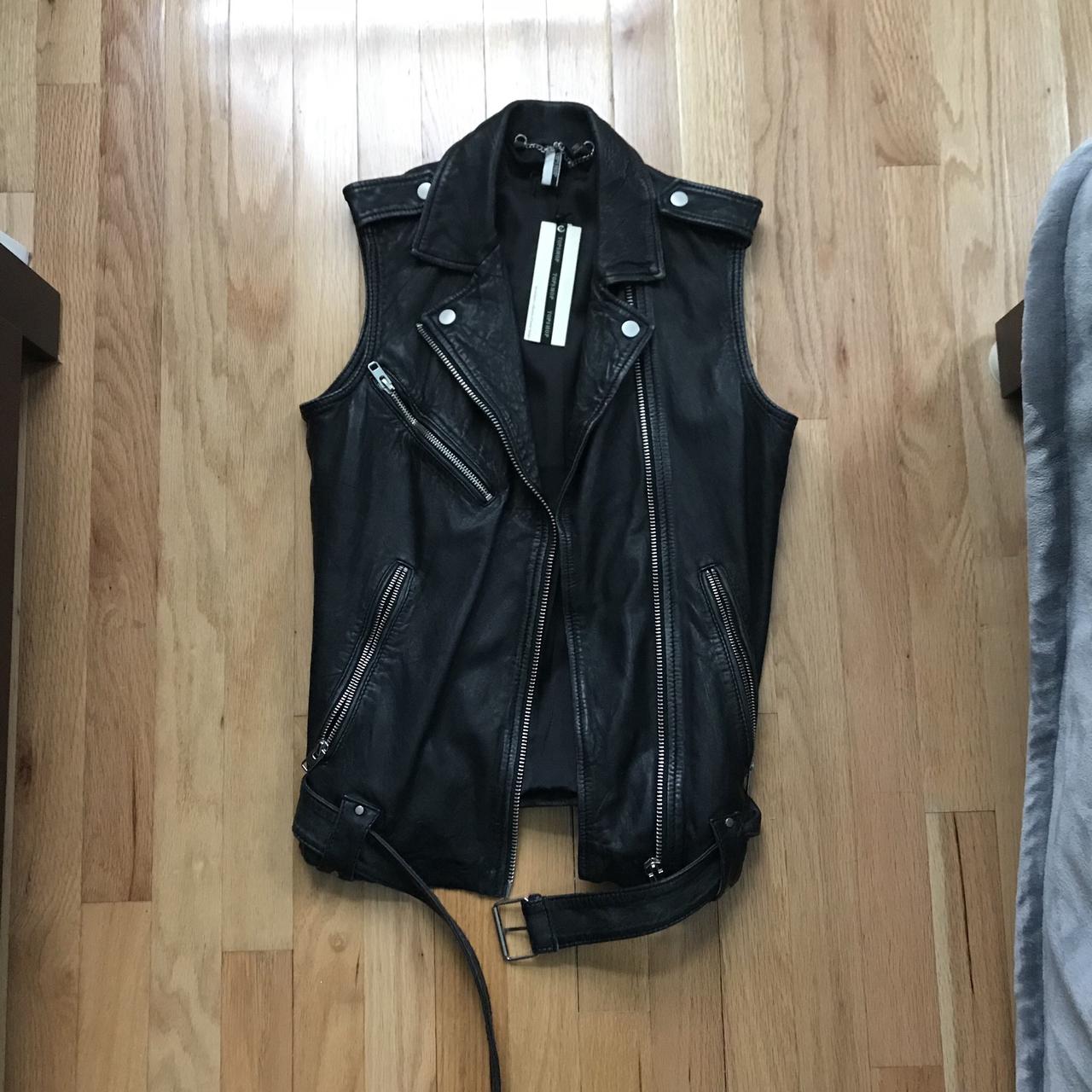 Sleeveless leather sales jacket topshop