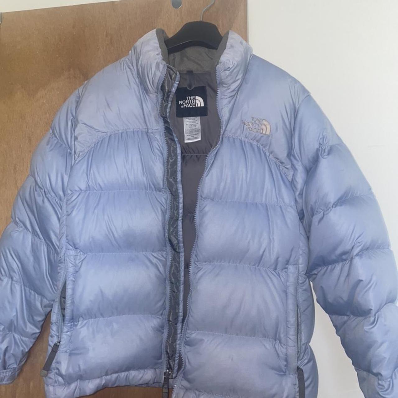 north face light blue puffer