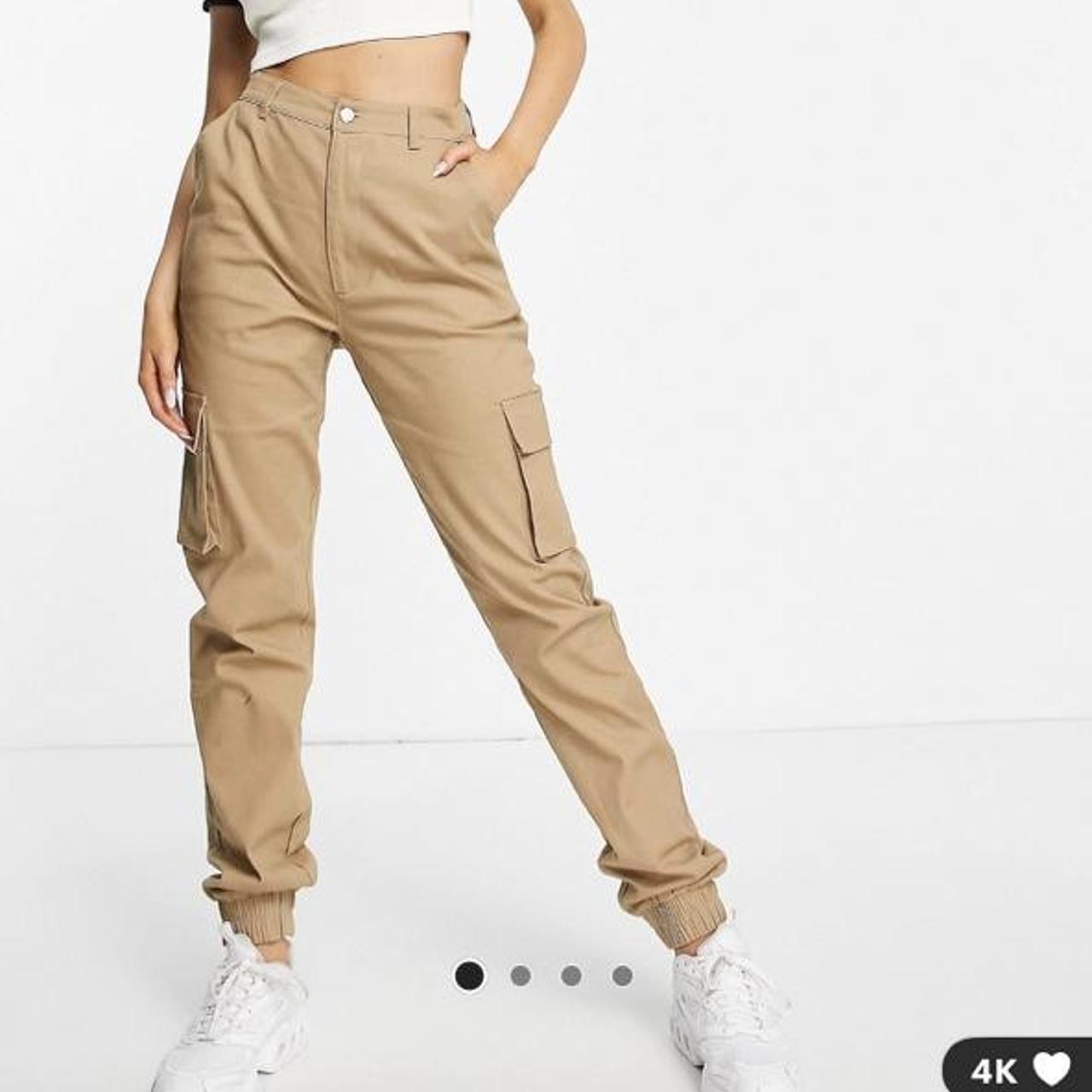 missguided sand cargo trousers completely sold out... - Depop