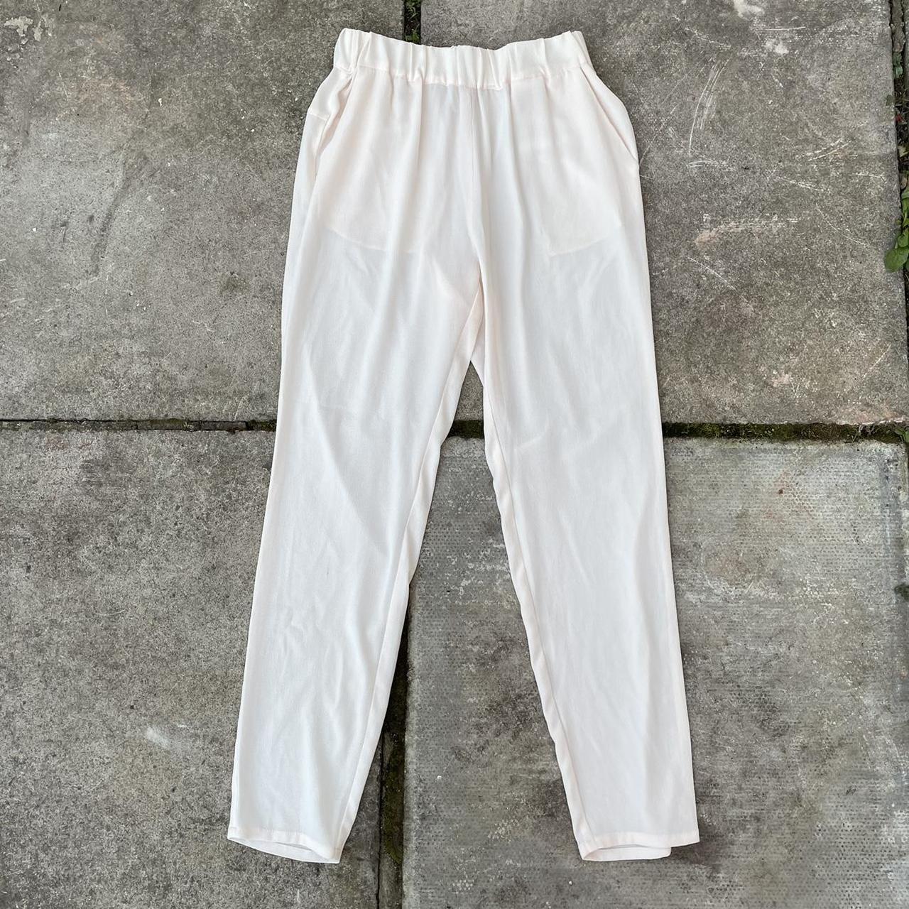 Women's Cream and White Trousers Depop