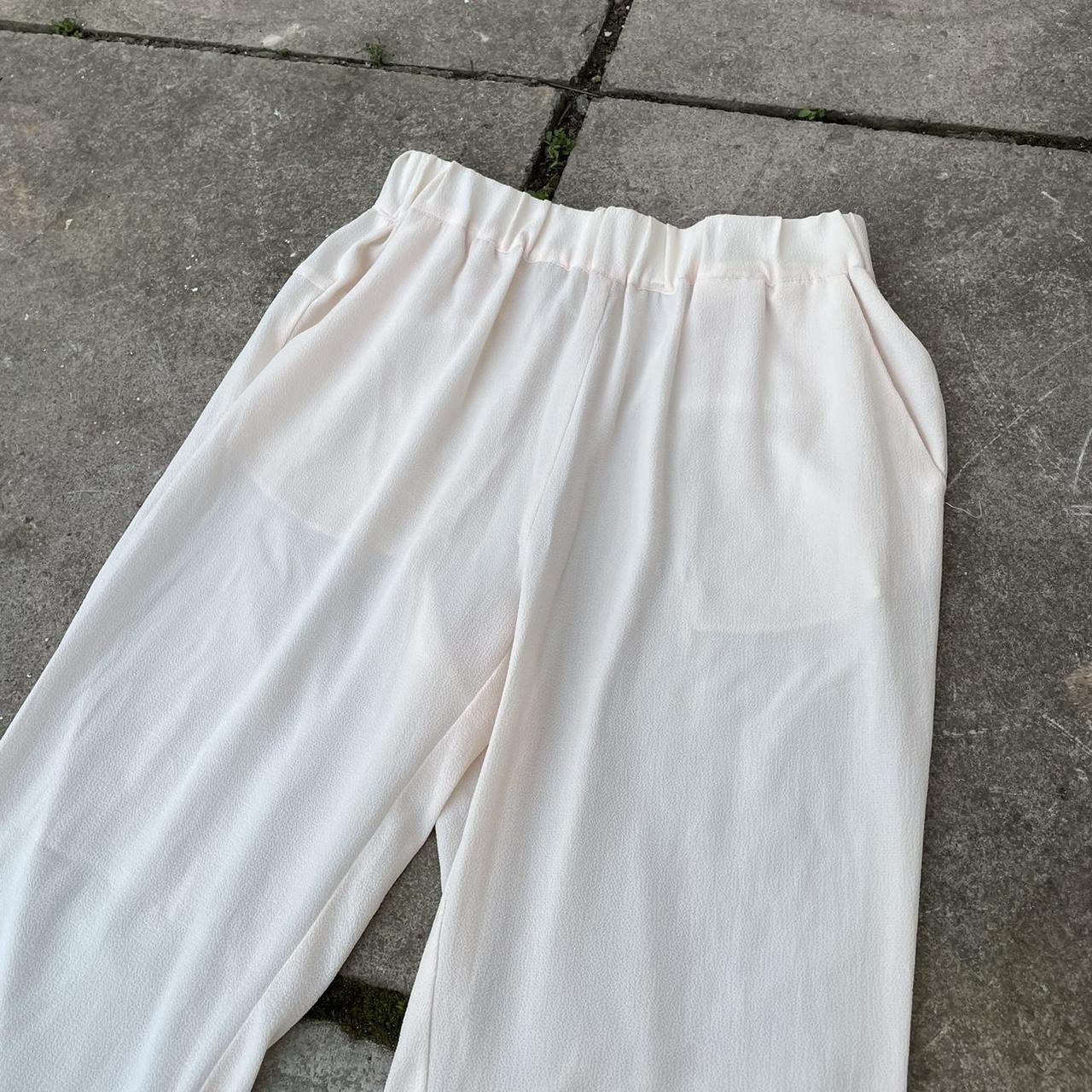 Women's Cream and White Trousers Depop