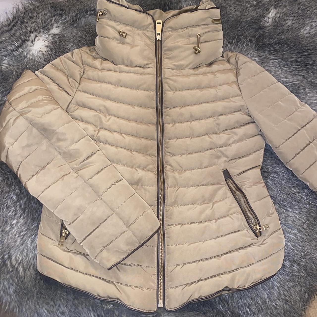 zara puffer beige