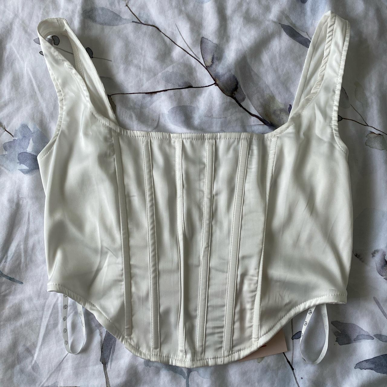 Missguided white satin corset top. Never worn. RRP:... - Depop