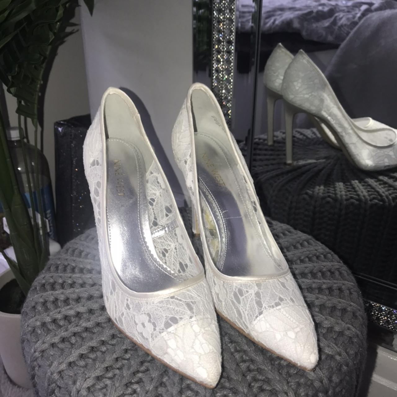 Nine west hot sale white heels