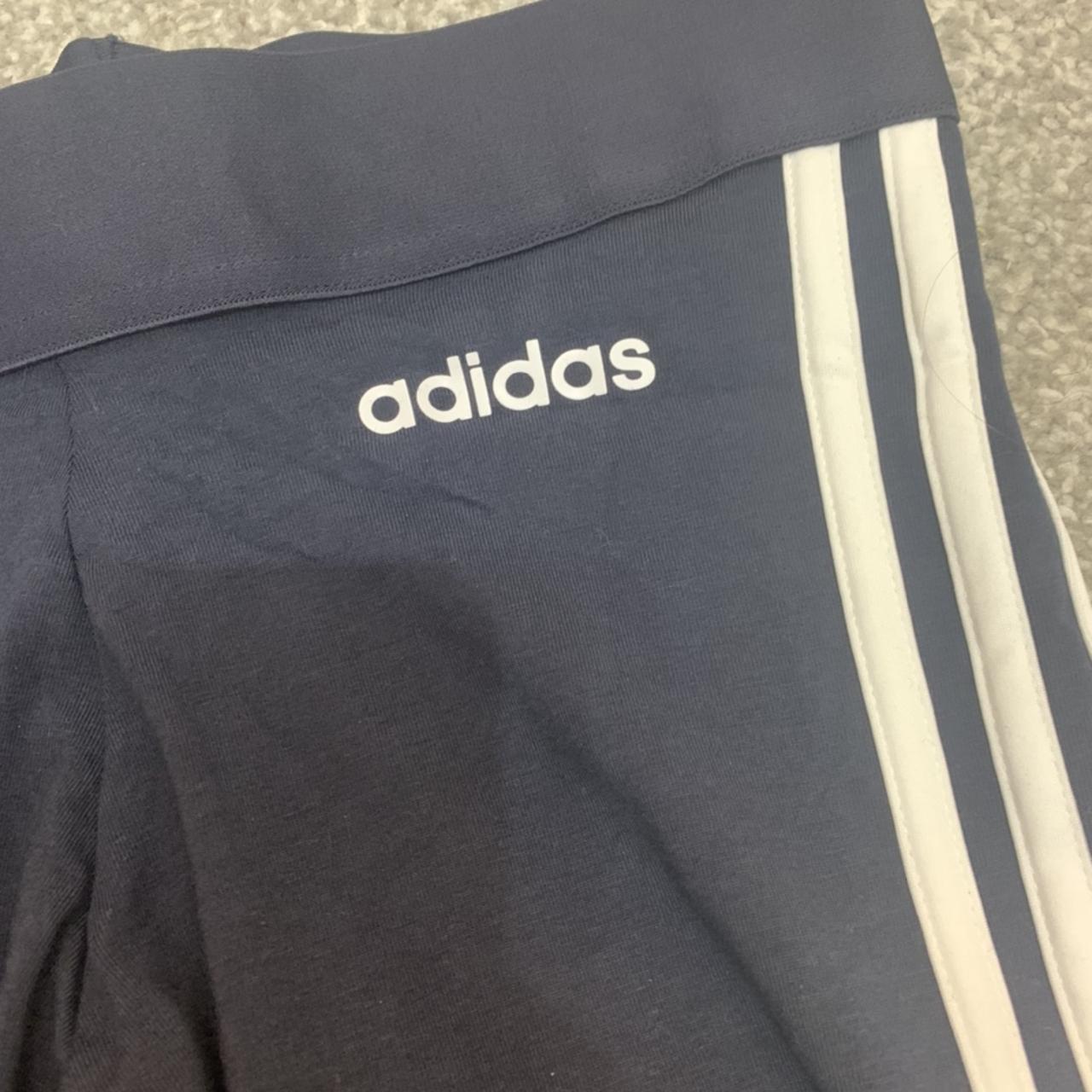 Adidas navy 3 stripe leggings Size UK 8-10 Brand... - Depop