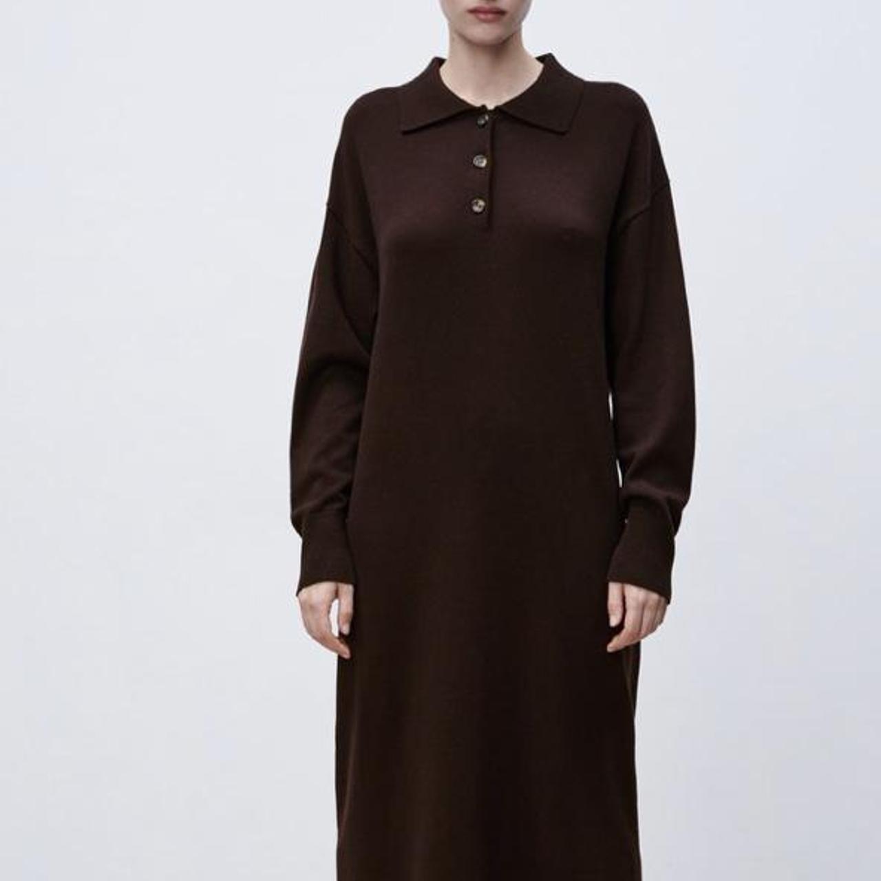 zara brown knitted dress