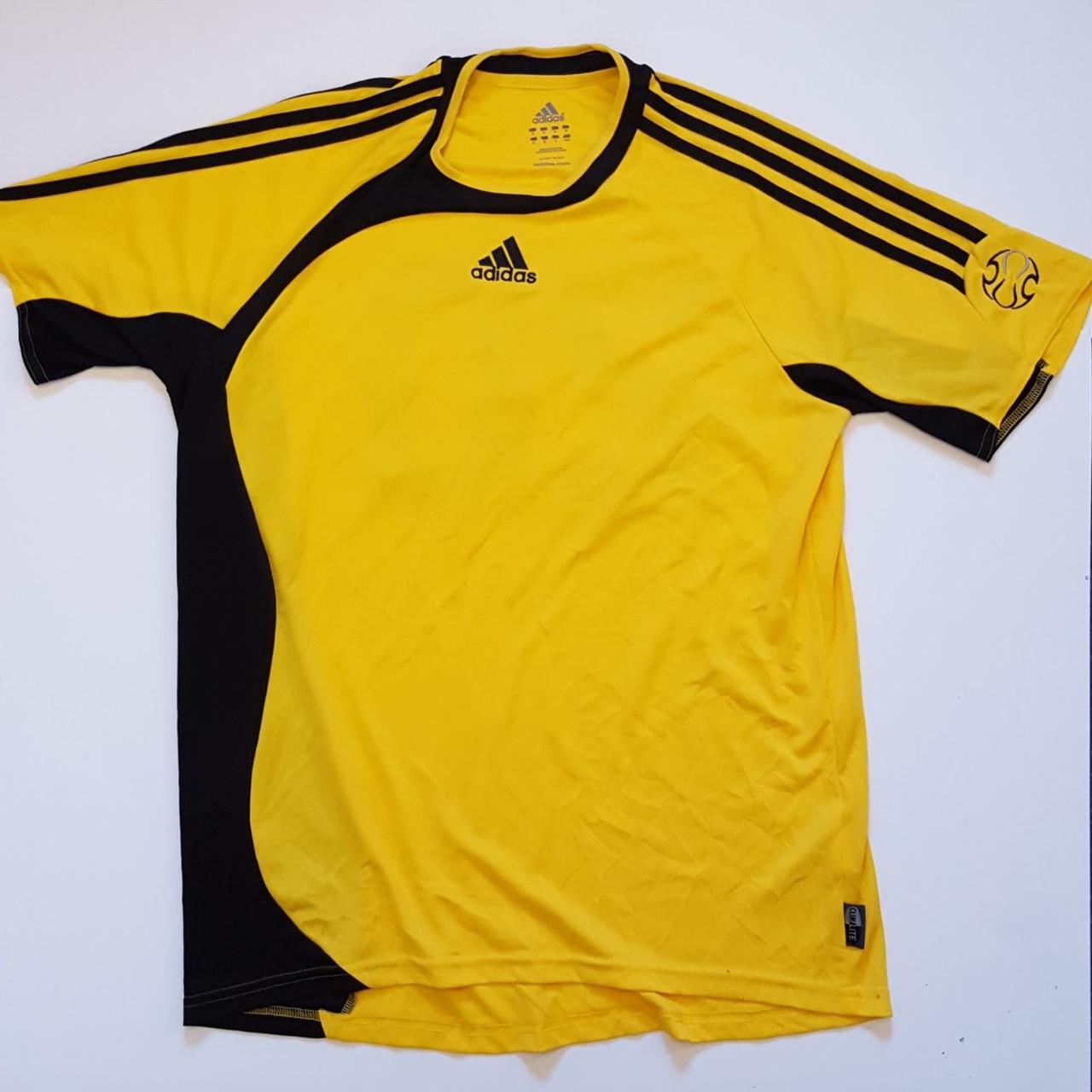 Mens lightweight yellow and black ADIDAS sports... - Depop