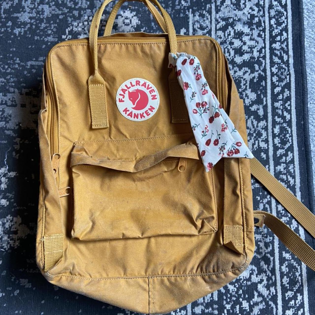 fjallraven mustard yellow backpack