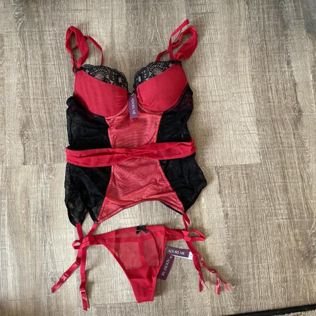 Cute brand new with tags red lingerie. Nude mesh and... - Depop