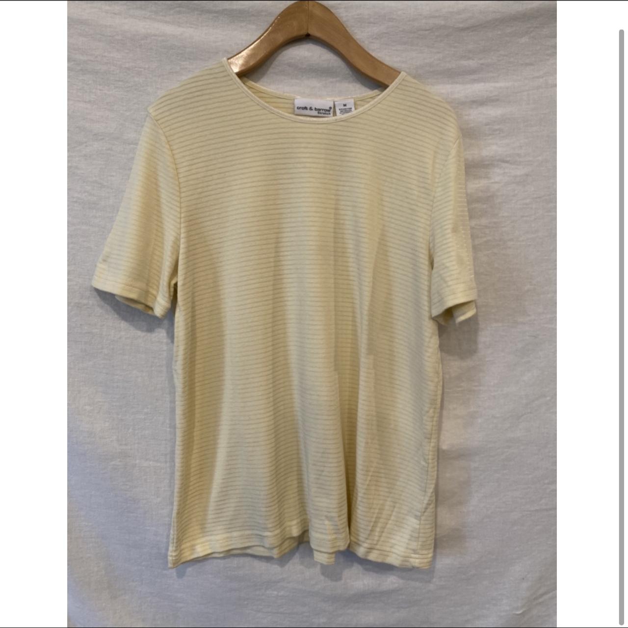 American Vintage Women's Yellow and Cream T-shirt | Depop