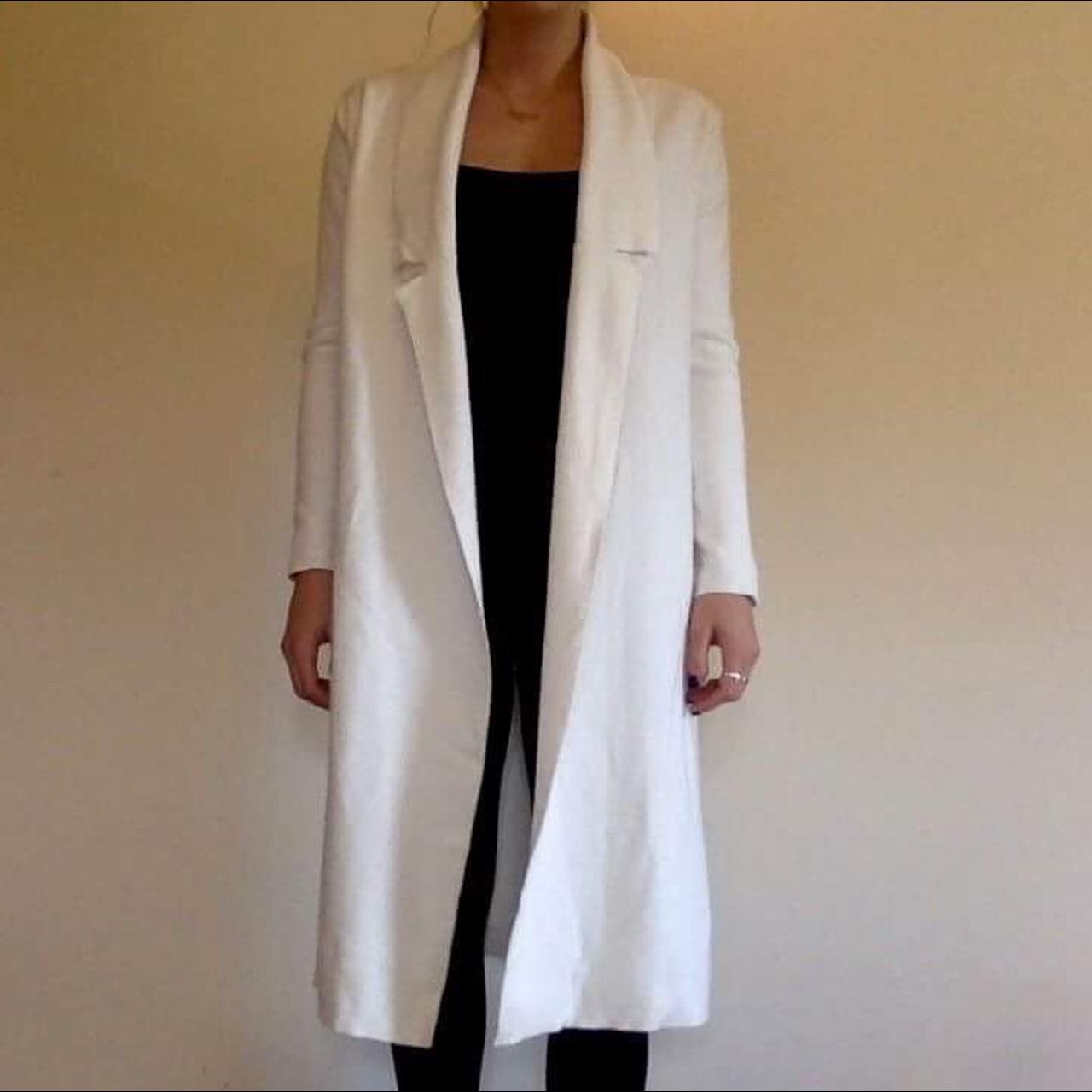 zara long knit coat white