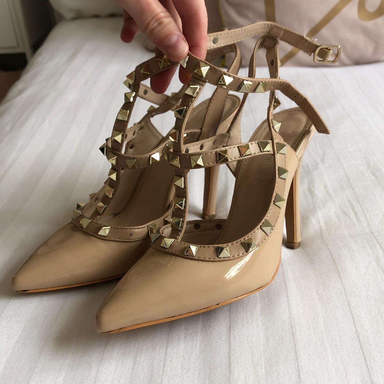 Valentino style rockstud heels Only worn a handful... - Depop