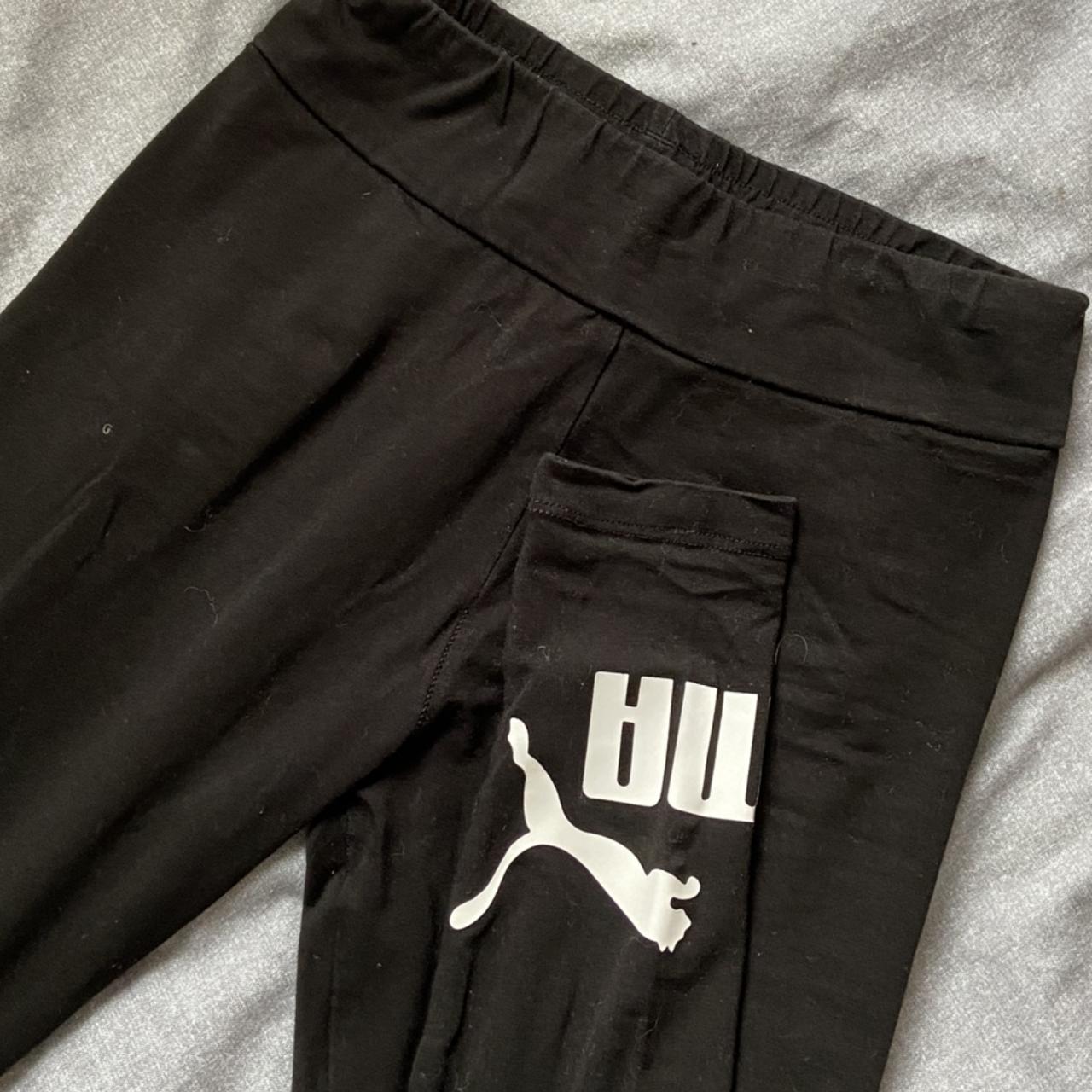 Puma leggings with logo on leg, barely worn and in - Depop