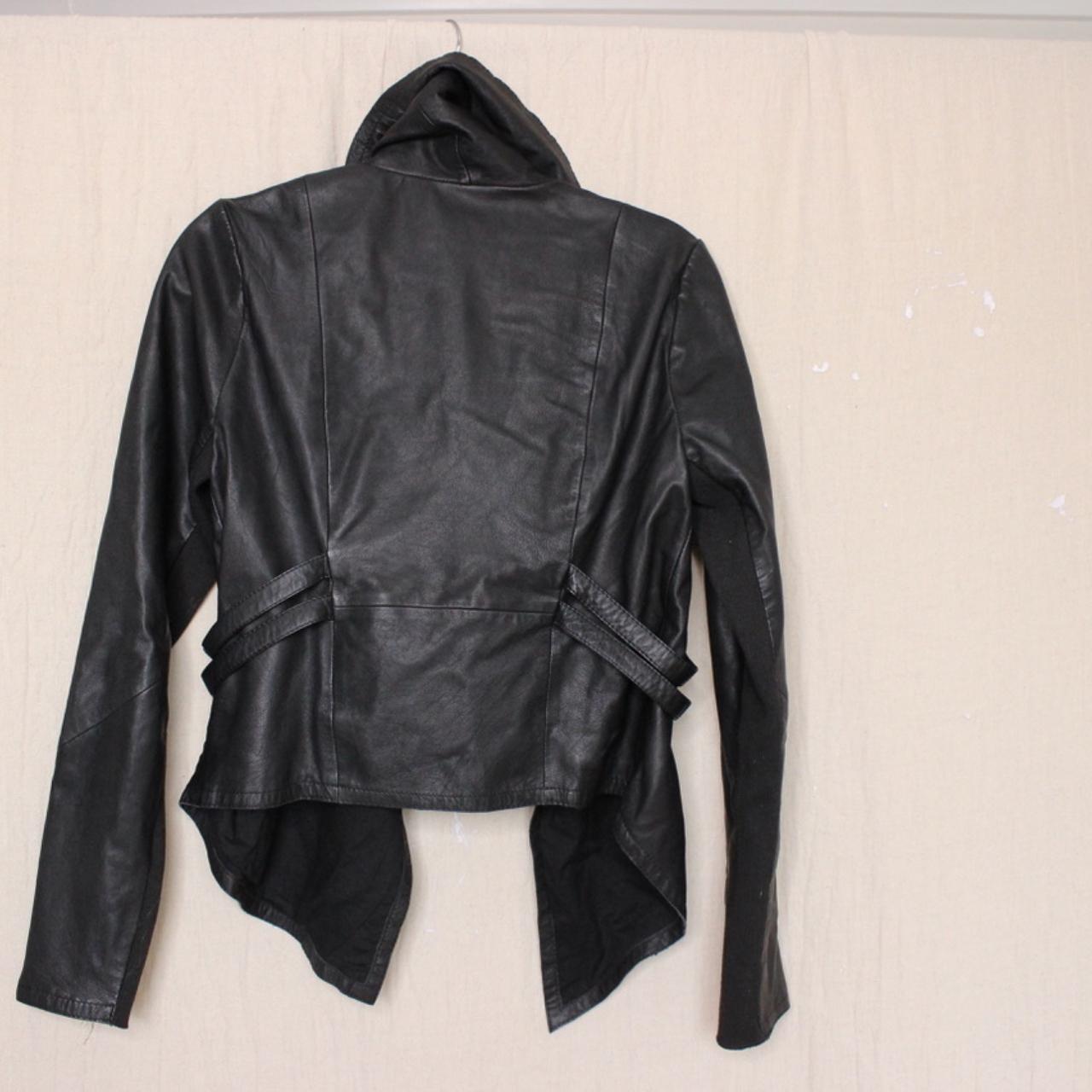 Kill City Black Leather Jacket with funnel neck,... - Depop