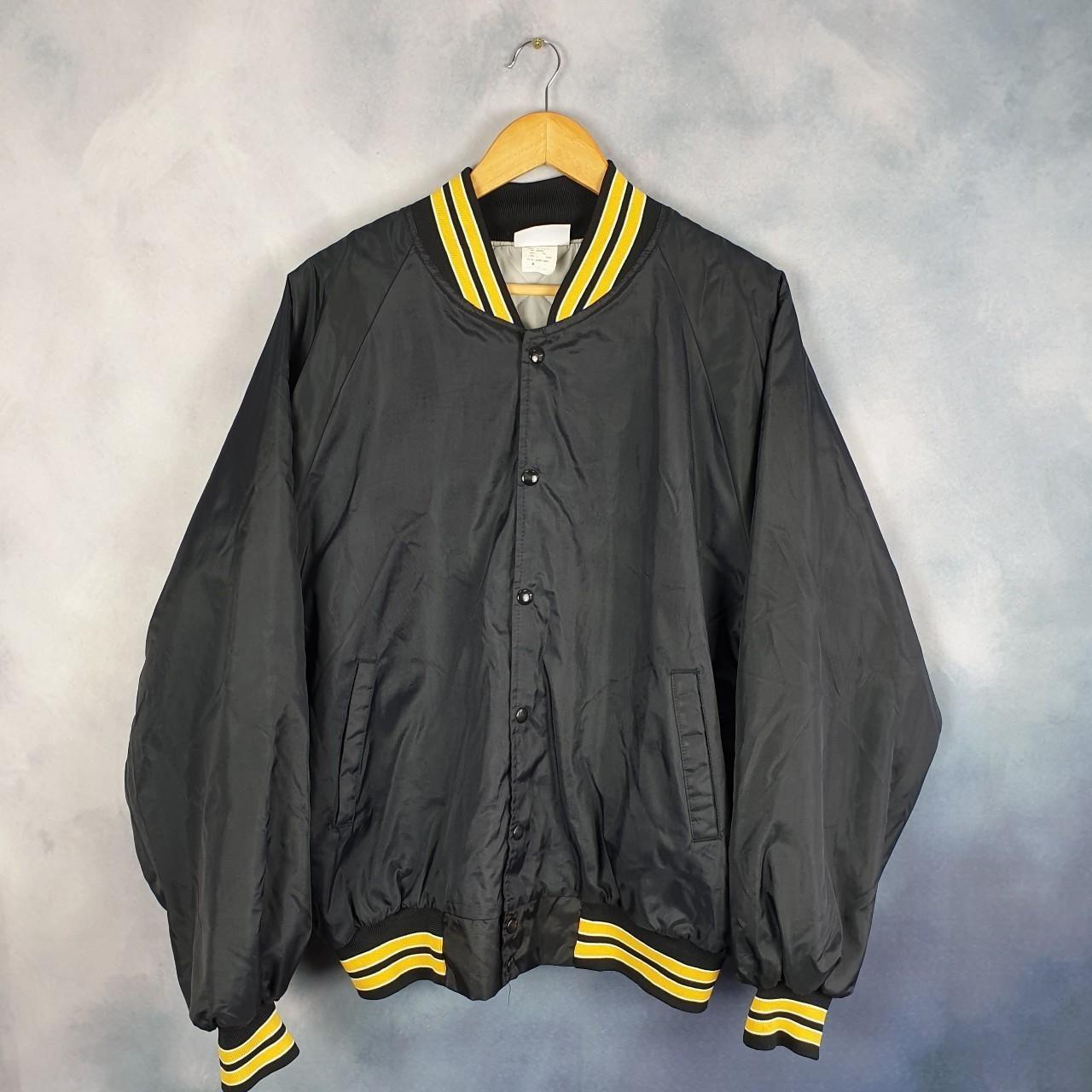 A brilliant Varsity college jacket. black satin... - Depop