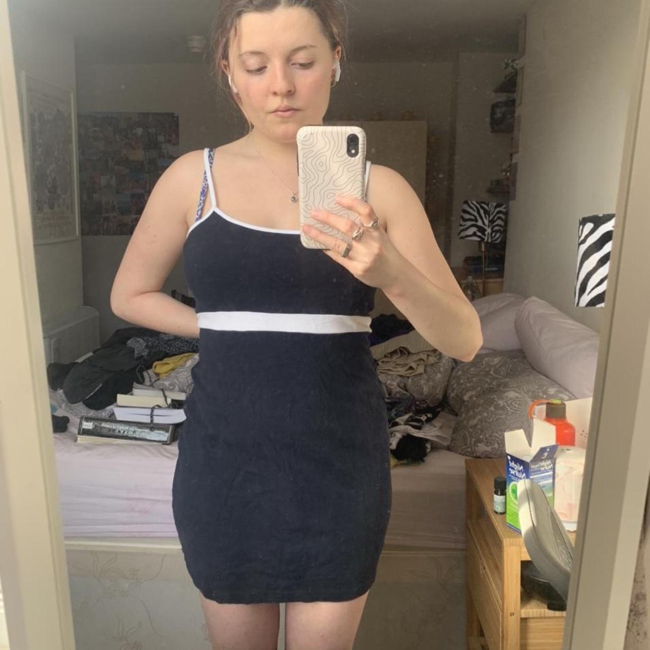 Navy brandy melville strappy mini dress Depop