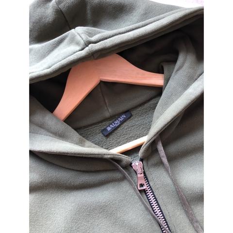 Balmain Khaki Green Side Zip Hoodie. Really nice... - Depop