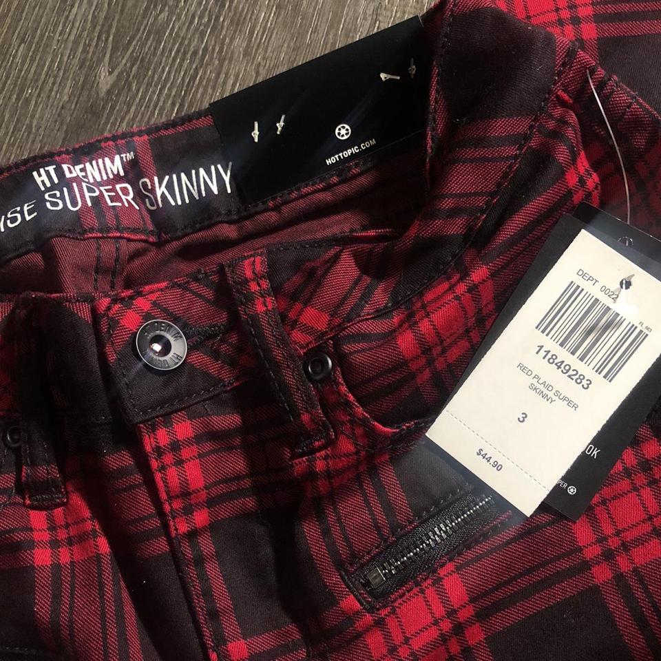 Hot topic rainbow plaid skinny pants. These are so - Depop